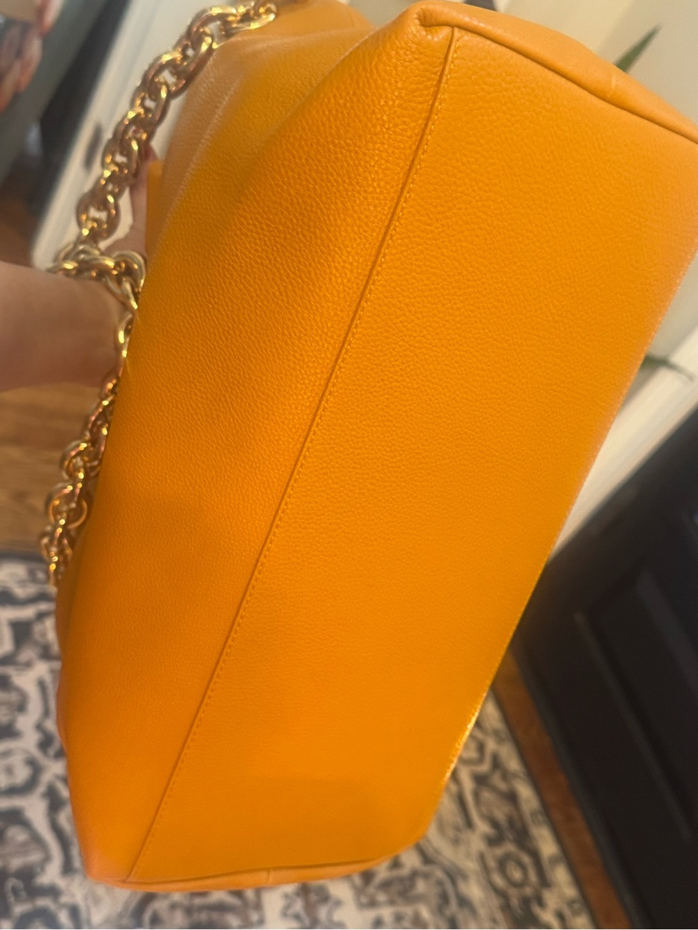 Bottega Veneta Ochre Leather Shoulder Bag with Gold Chain - Picture 5 of 6
